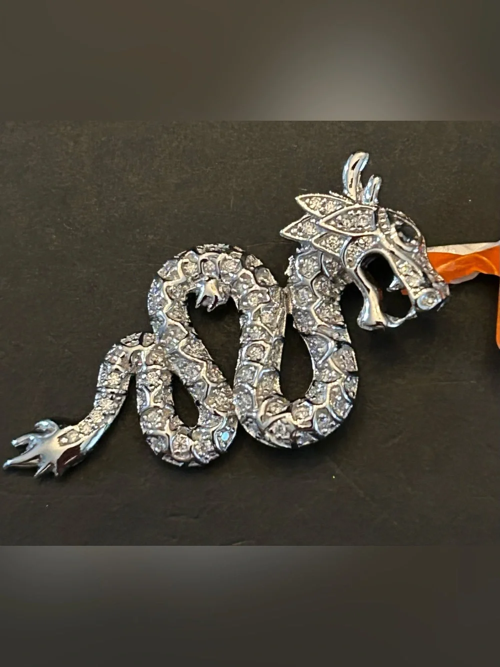 Men’s 2.00CTW Moissanite 925 Sterling Silver Serpent Snake Pendant
